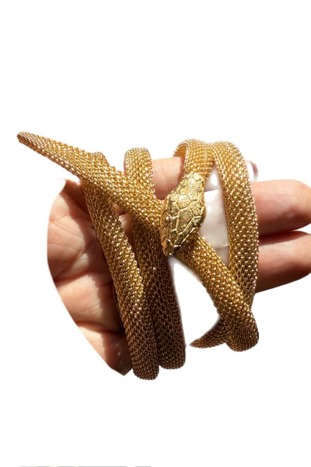 Vintage 1990s Gold Mesh Snake Necklace or Belt Selected by Lux Revival #2