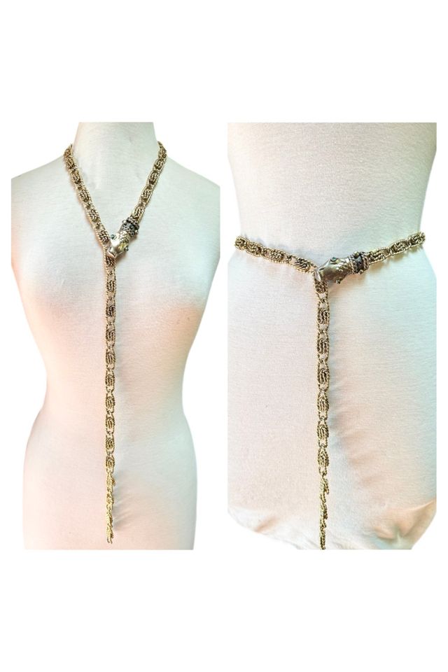 Vintage Les Bernard Gold Chain Snake Necklace or Belt Selected by Lux Revival #1