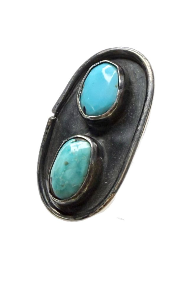 Vintage Sterling Southwestern Ring with Double Gemstones Selected by Lux Revival