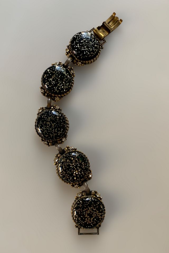 Vintage Mid Century Gold Glitter Statement Bracelet Selected by SharpLilTeeth