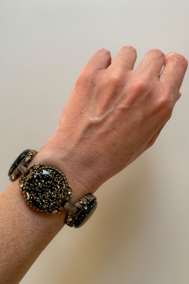 Vintage Mid Century Gold Glitter Statement Bracelet Selected by SharpLilTeeth #1
