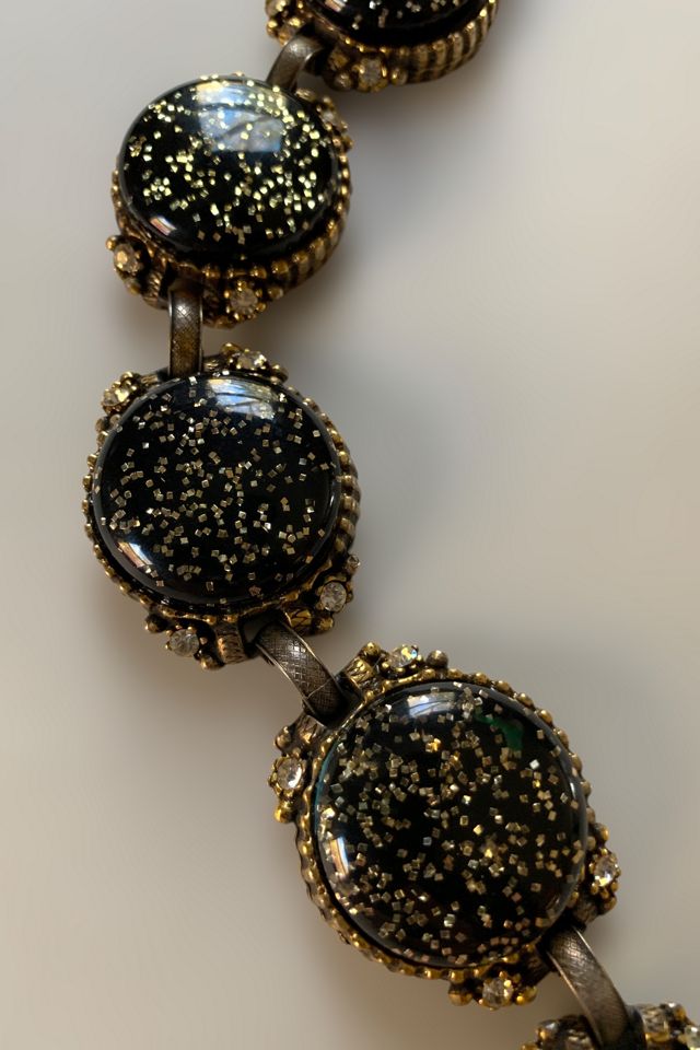 Vintage Mid Century Gold Glitter Statement Bracelet Selected by SharpLilTeeth #2