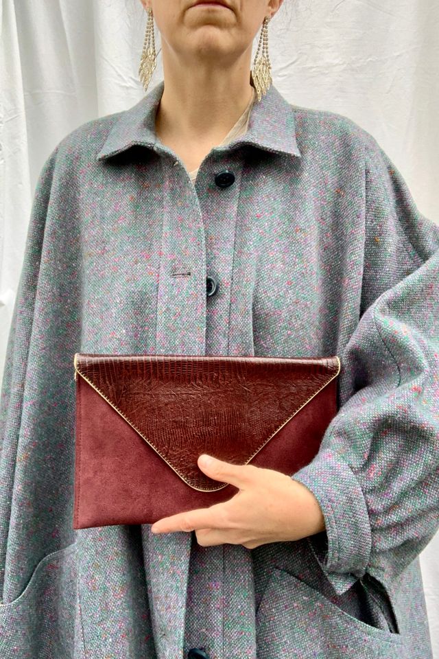 Vintage Burgundy Suede Envelope Clutch Selected by SharpLilTeeth #1