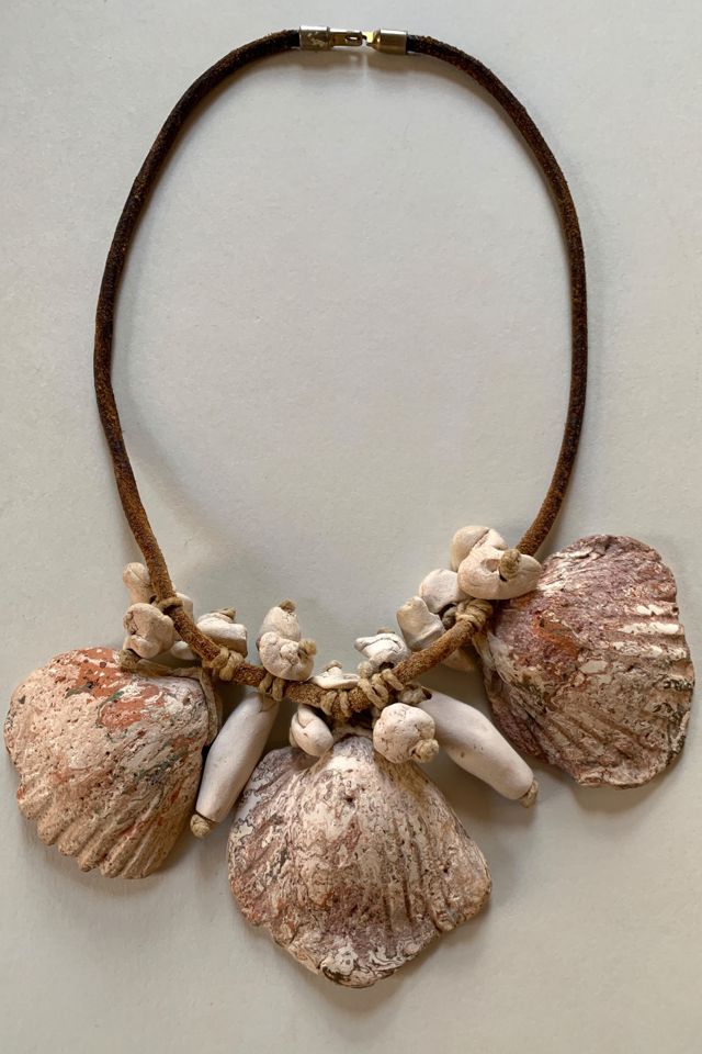 Vintage Clay Bead & Shell Necklace Selected by SharpLilTeeth #1