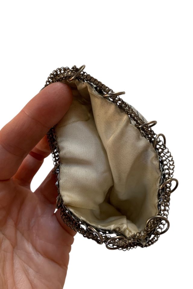 Vintage Mid Century Silver Chainmail Finger Purse Selected by SharpLilTeeth #2