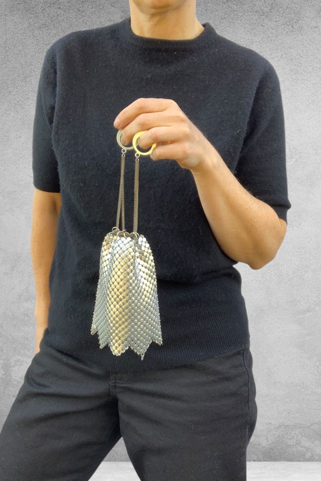 Vintage Mid Century Silver Chainmail Finger Purse Selected by SharpLilTeeth #3