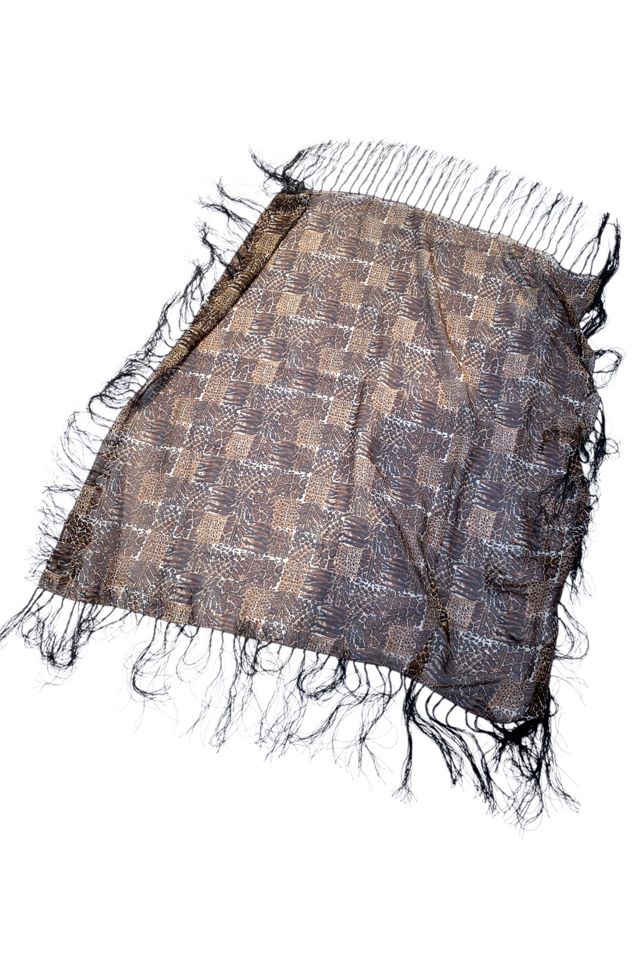 Vintage 1980s Sheer Fringed Leopard Print Scarf Selected by SharpLilTeeth #3