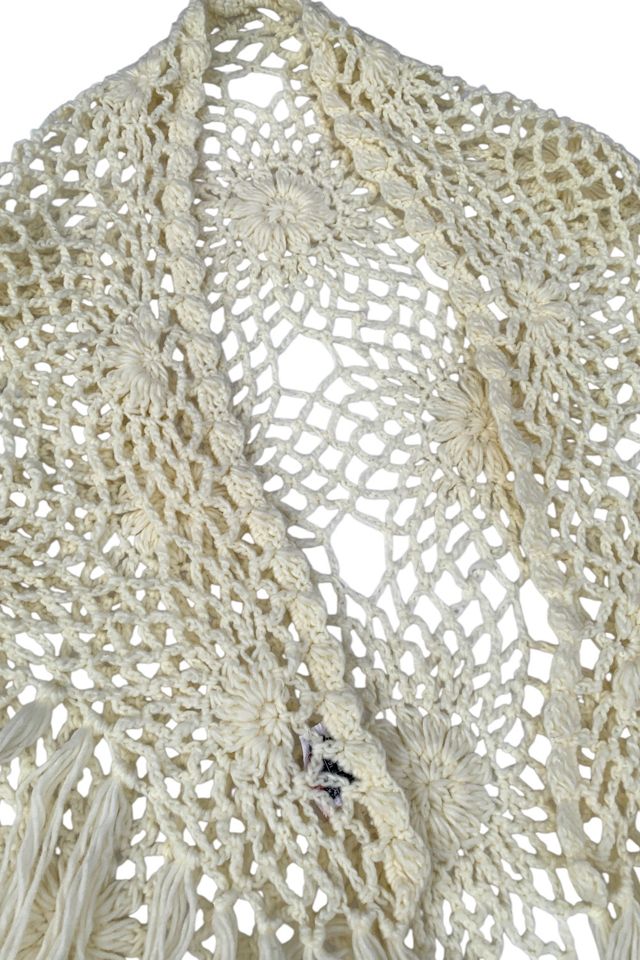 Vintage 1960s Fringed Crochet Shawl Selected by SharpLilTeeth #1