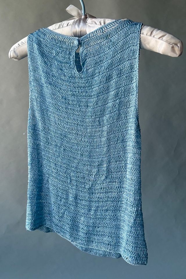 Pale Blue Beaded Crochet Top Selected by Wax Plant #3