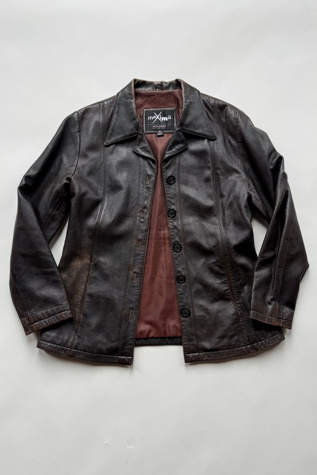 90s Faded Brown Leather Jacket Selected by Wax Plant