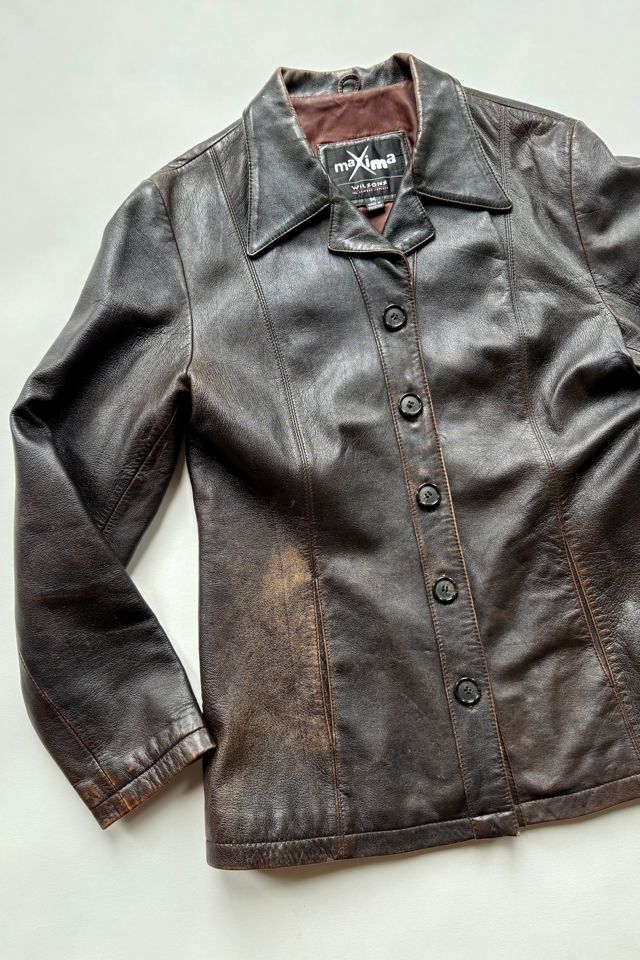 90s Faded Brown Leather Jacket Selected by Wax Plant #1