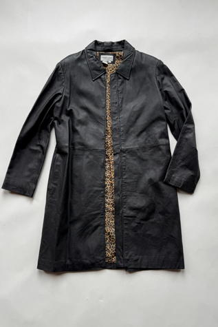 90s Long Black Leather Coat Selected by Wax Plant