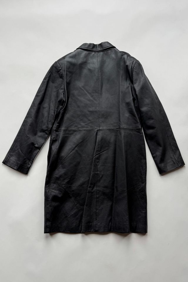 90s Long Black Leather Coat Selected by Wax Plant #2
