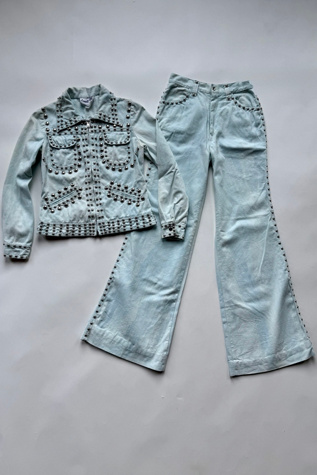 70's Silver Studded Denim Outfit Selected by Wax Plant