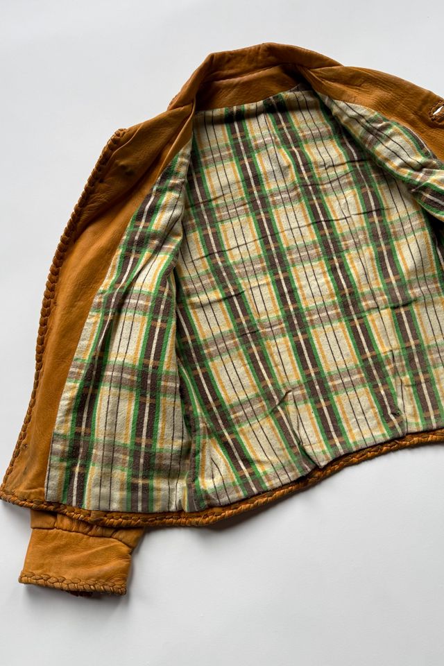 70s Tan Braided Trim Leather Jacket Selected by Wax Plant #2