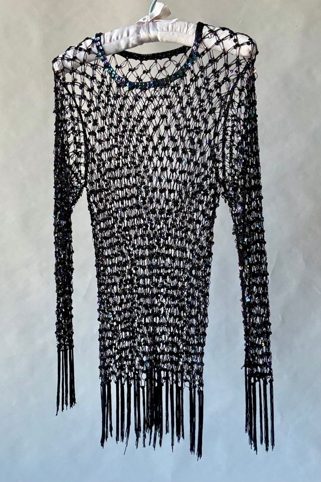 Black Crochet Sequin Top Selected by Wax Plant #1