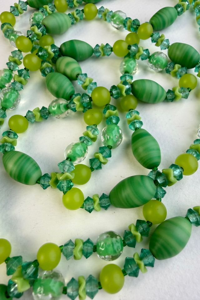 Art Deco Green Glass Beaded Necklace Selected by Wax Plant #1