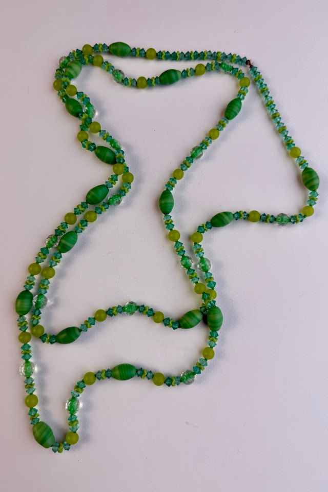 Art Deco Green Glass Beaded Necklace Selected by Wax Plant #2