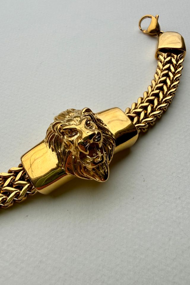 Heavy Gold Lion Bracelet Selected by Wax Plant