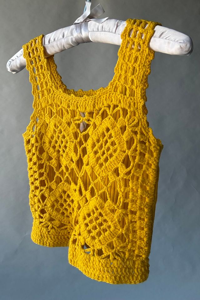 Mustard Yellow Crochet Top Selected by Wax Plant #1