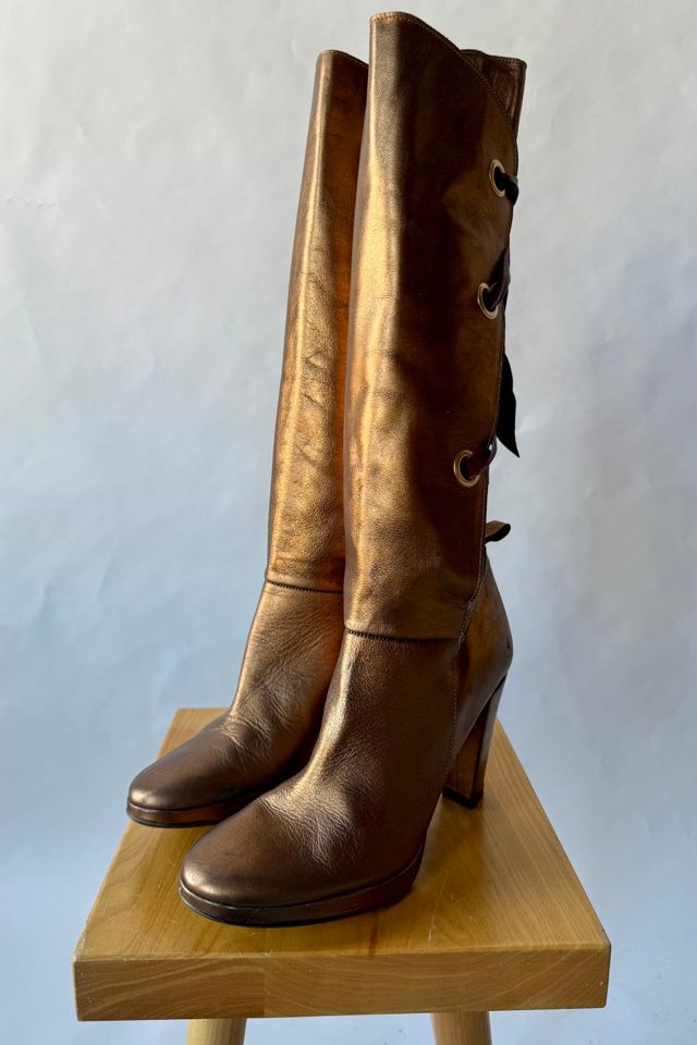Bronze Leather Lace up Boots Selected by Wax Plant #3
