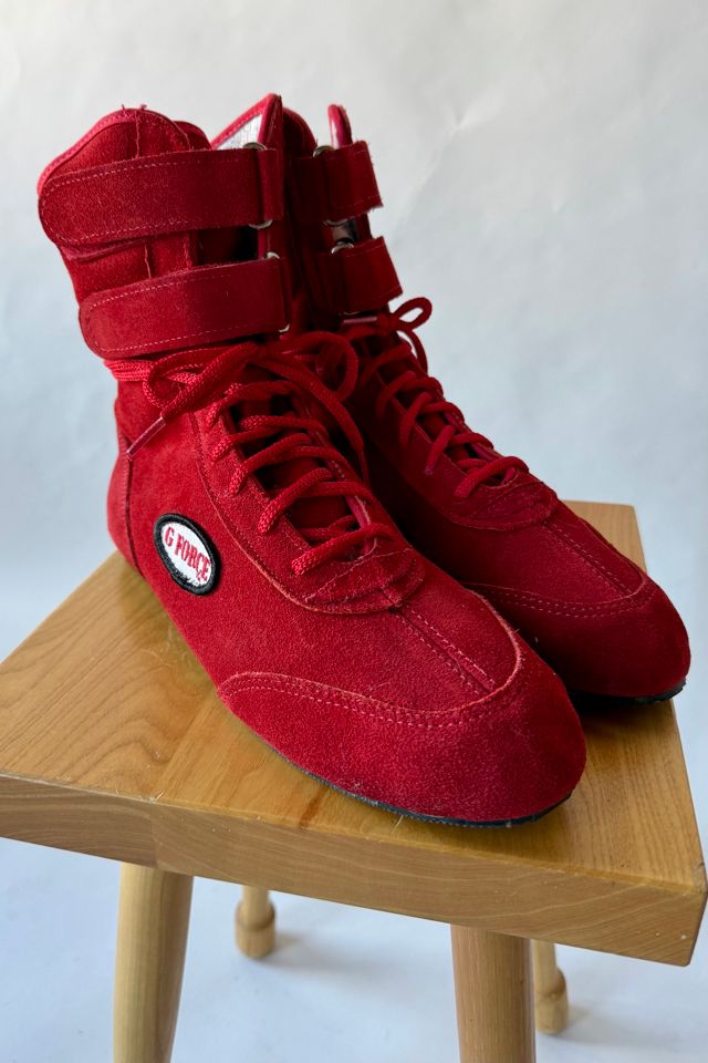 Red Suede Lace Up Boots Selected by Wax Plant #1