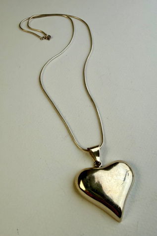 Sterling Silver Puffy Heart Necklace Selected by Wax Plant