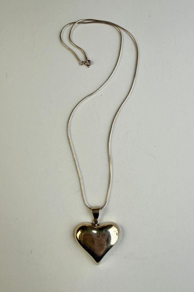 Sterling Silver Puffy Heart Necklace Selected by Wax Plant #2