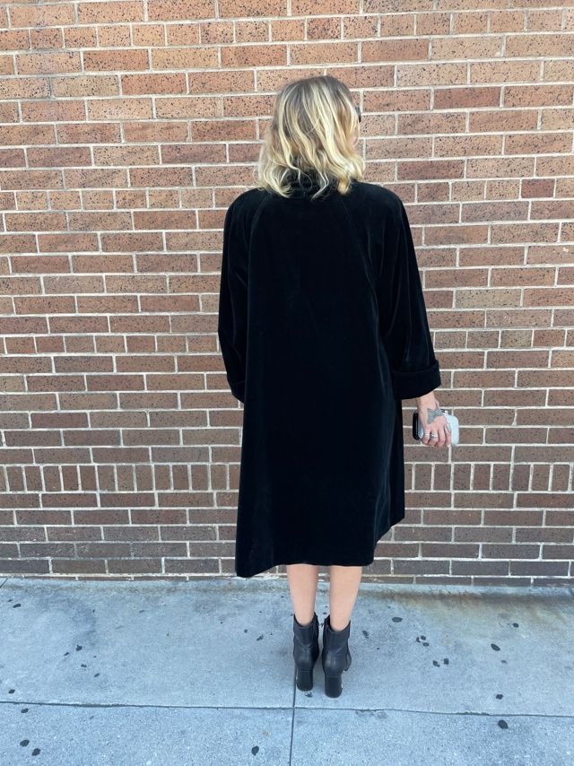 Vintage 1950's Black Velvet Trapeze Coat Selected by FernMercantile #3