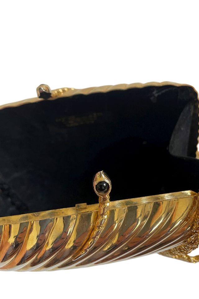 Vintage Italian Gold Metal Clutch/Bag with Snake Selected by FernMercantile #3