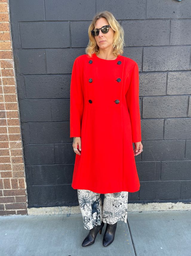 Vintage Mod Red Coat Dress Selected by FernMercantile #1