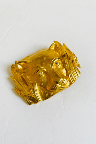 Vintage 1990's Gold Panther Rhinestone Pin Brooch Selected by FernMercantile