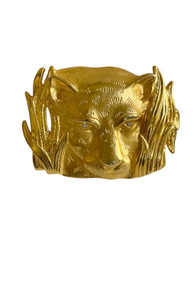 Vintage 1990's Gold Panther Rhinestone Pin Brooch Selected by FernMercantile #1