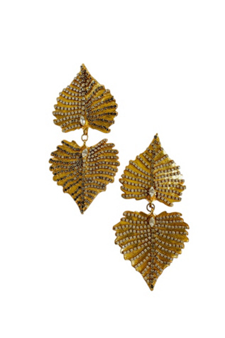 Vintage Large Gold Leave Clip Earrings Selected by FernMercantile