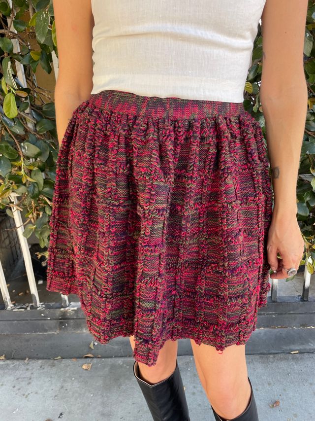 Vintage 1970's Wool Plaid Knit Mini Skirt Selected by FernMercantile #2