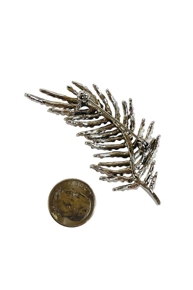 Vintage 1970 Rhinestone Feather Brooch Selected by FernMercantile #1