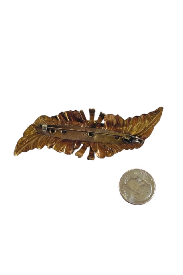 Vintage 1940's Feather Pin with Red Stone Selected by FernMercantile #1