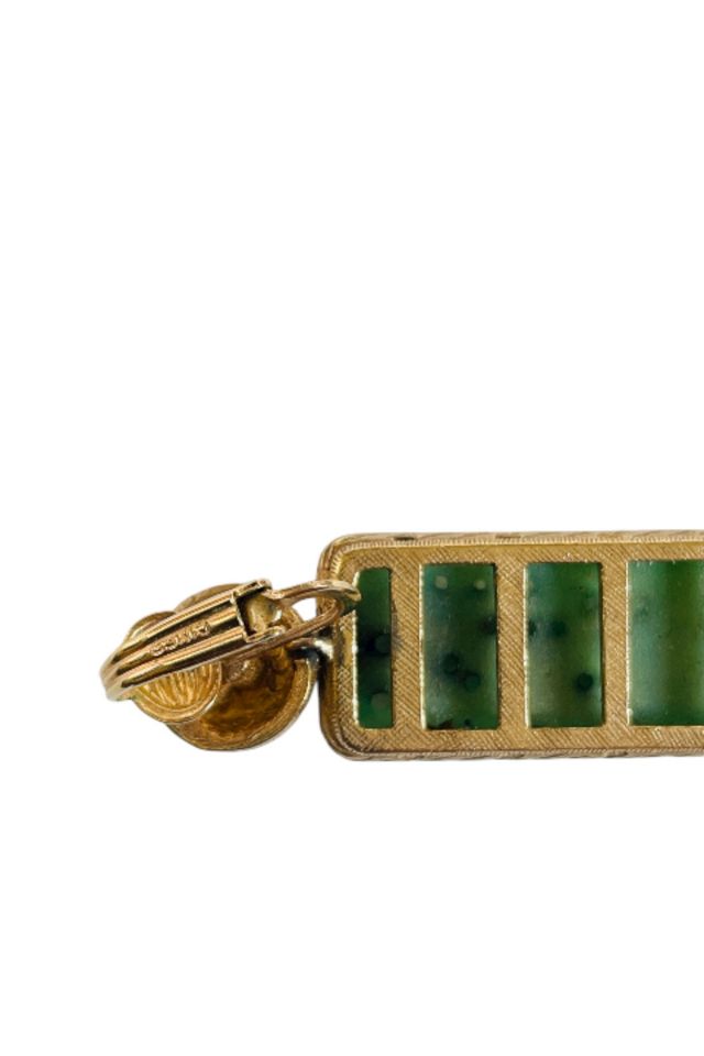 Vintage Ciner Carved Green Dangle Clip Earrings Selected by FernMercantile #3