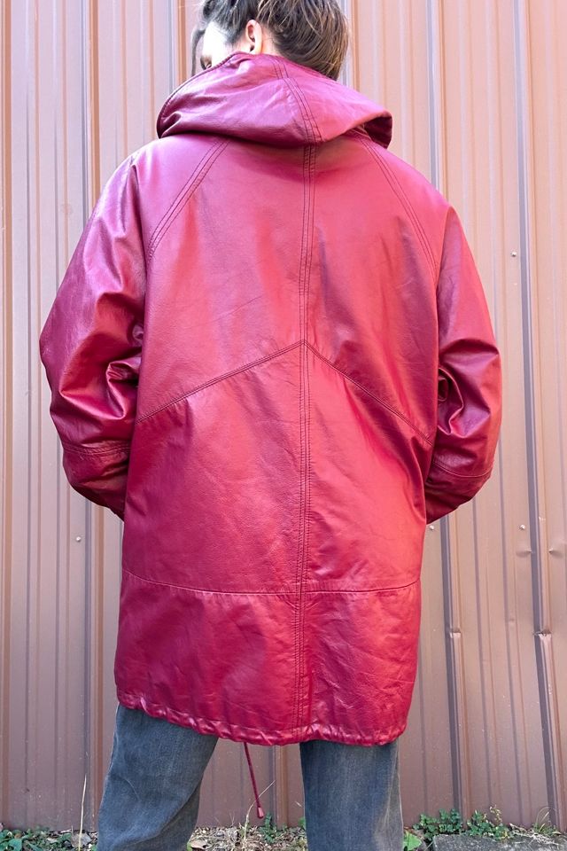Vintage 1980s Raspberry Leather Coat Selected by Grievous Angel Vintage #2