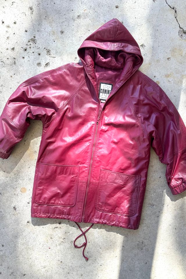 Vintage 1980s Raspberry Leather Coat Selected by Grievous Angel Vintage #3