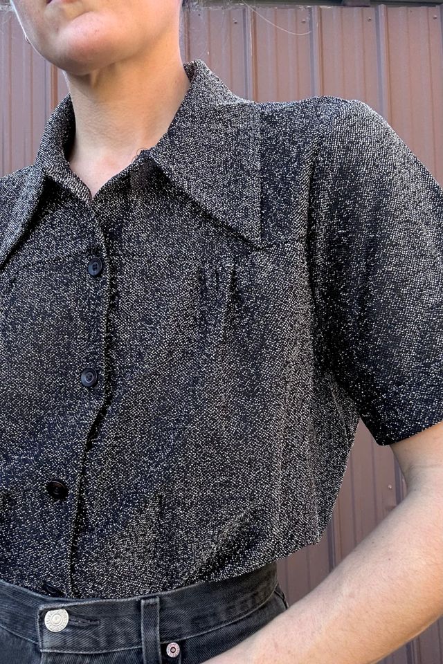 Vintage 1970s Black Sparkle Shirt Selected by Grievous Angle Vintage #1