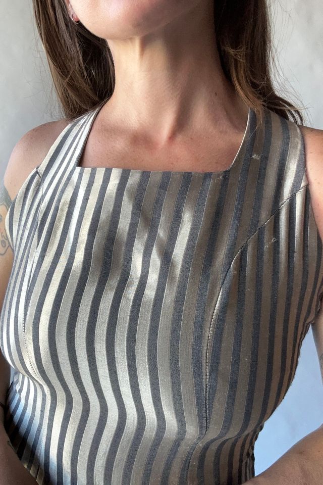 Vintage 1990s Silver Stripe Dress Selected by Grievous Angel Vintage #1