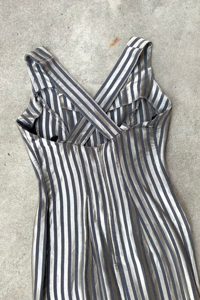 Vintage 1990s Silver Stripe Dress Selected by Grievous Angel Vintage #3
