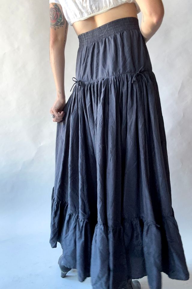 Vintage Y2K Black Silk Maxi Skirt Selected by Grievous Angel Vintage #1