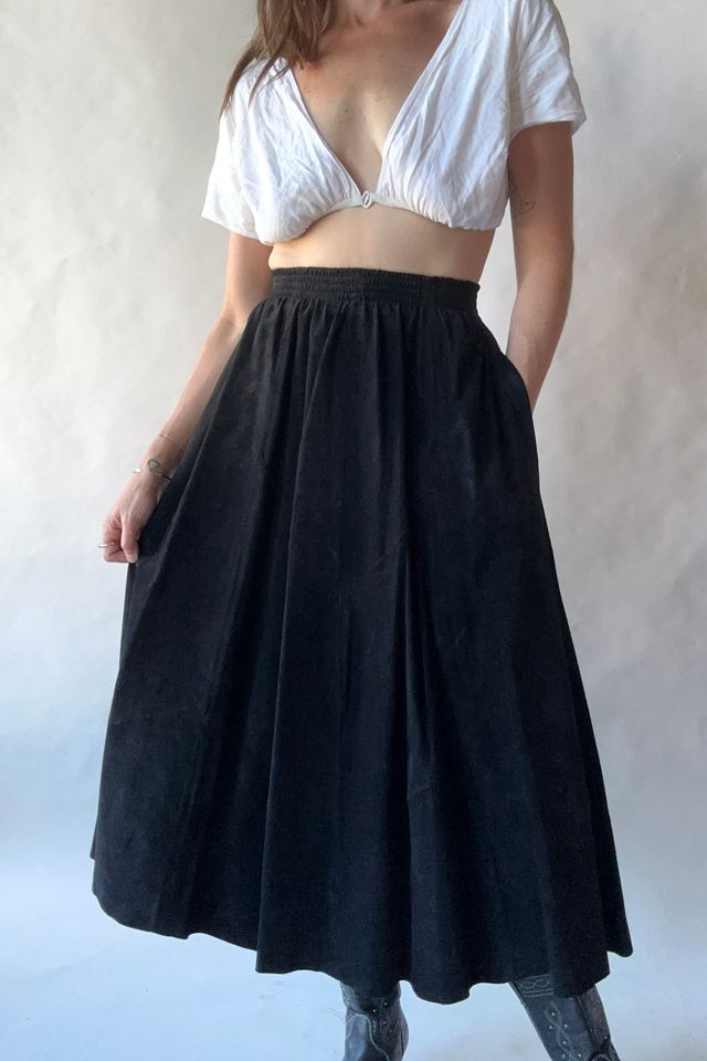 Vintage Black Suede Maxi Skirt Selected by Grievous Angel Vintage