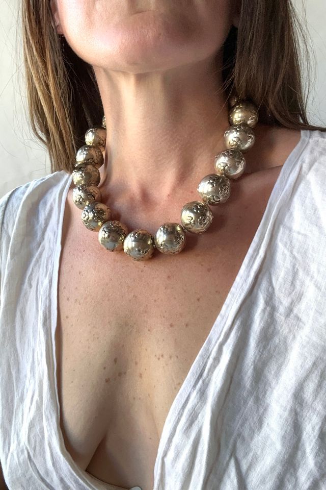 Vintage Floral Metal Bead Choker Selected by Grievous Angel Vintage #2