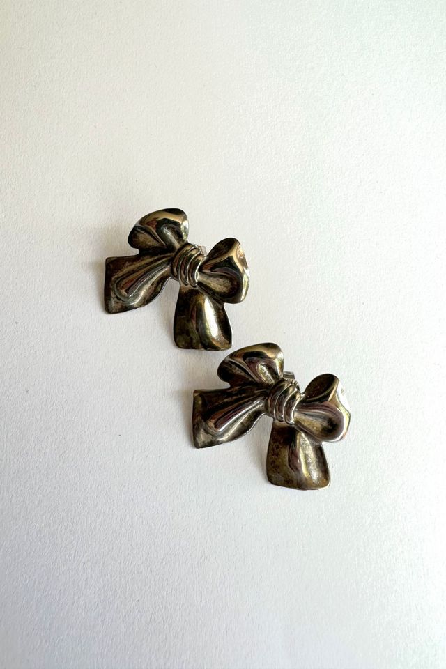 Vintage Silver Bow Stud Earrings Selected by Grievous Angel Vintage #1