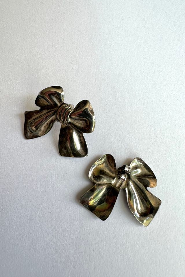 Vintage Silver Bow Stud Earrings Selected by Grievous Angel Vintage #2