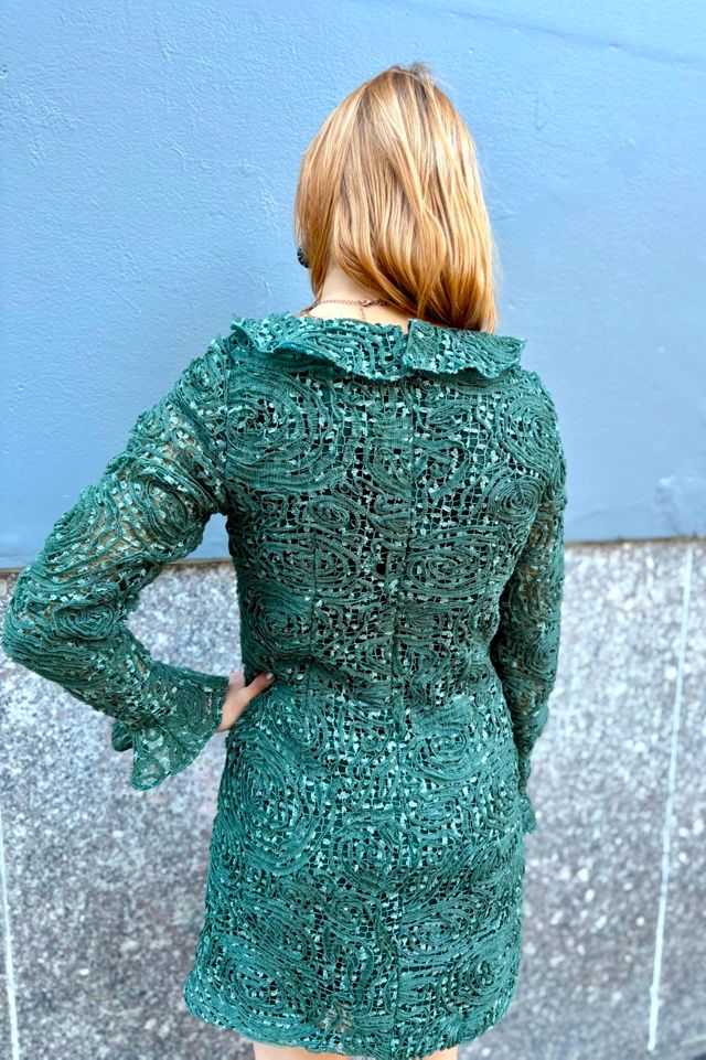 Vintage Anna Sui Olive Lace & Rhinestone Dress Selected by Nomad Vintage #1