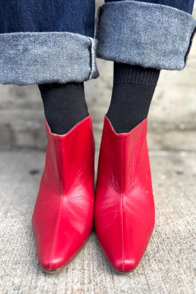 Vintage Michelle May Red Block Heel Wedges Selected by Nomad Vintage #3